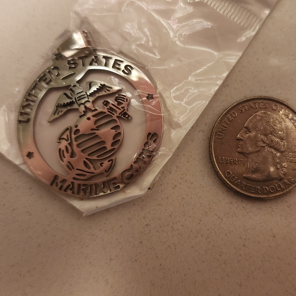 New stainless steel USMC Marine corps signet necklace 24" - Picture 4 of 5